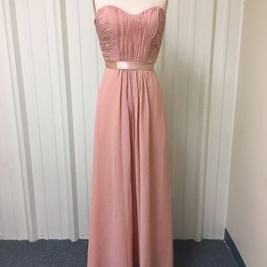 Strapless Dusty Rose Chiffon Bridesmaid Dress